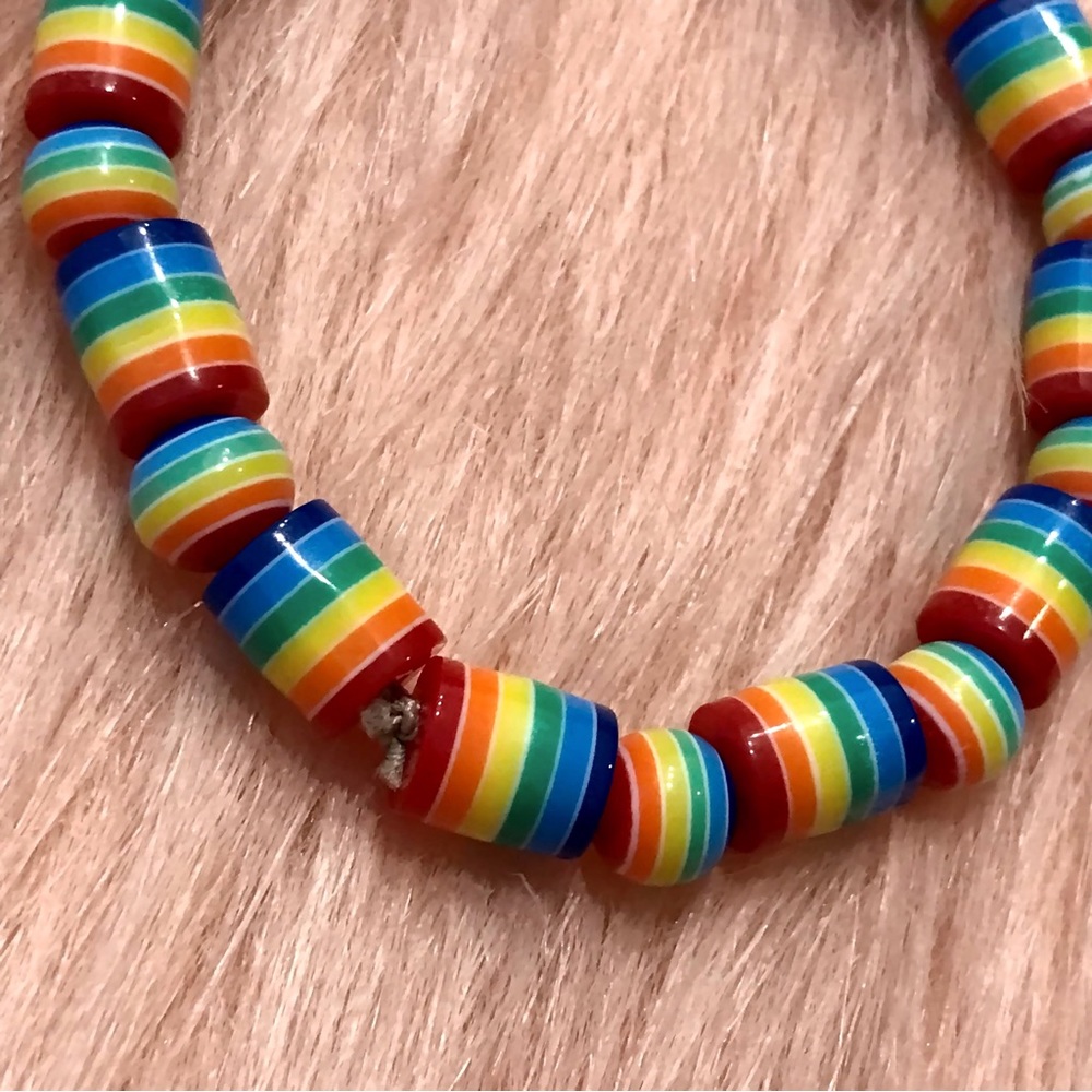 Handmade Grey Video Game Controller Colorful Rainbow Pride Beaded Bracelet - Picture 6 of 6